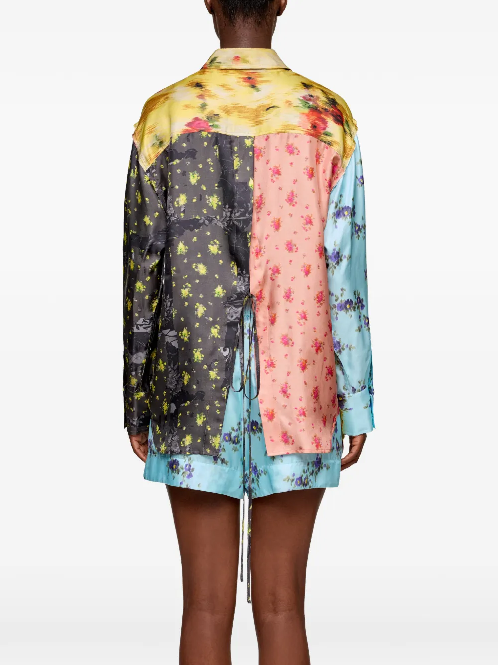 GANNI Twill zijden blouse met bloemenprint Geel