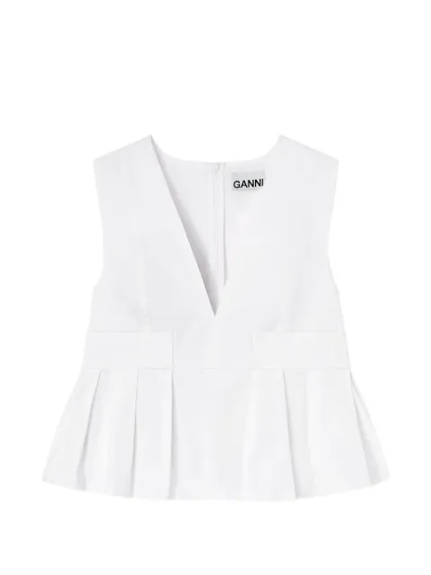 GANNI V-neck pleated blouse