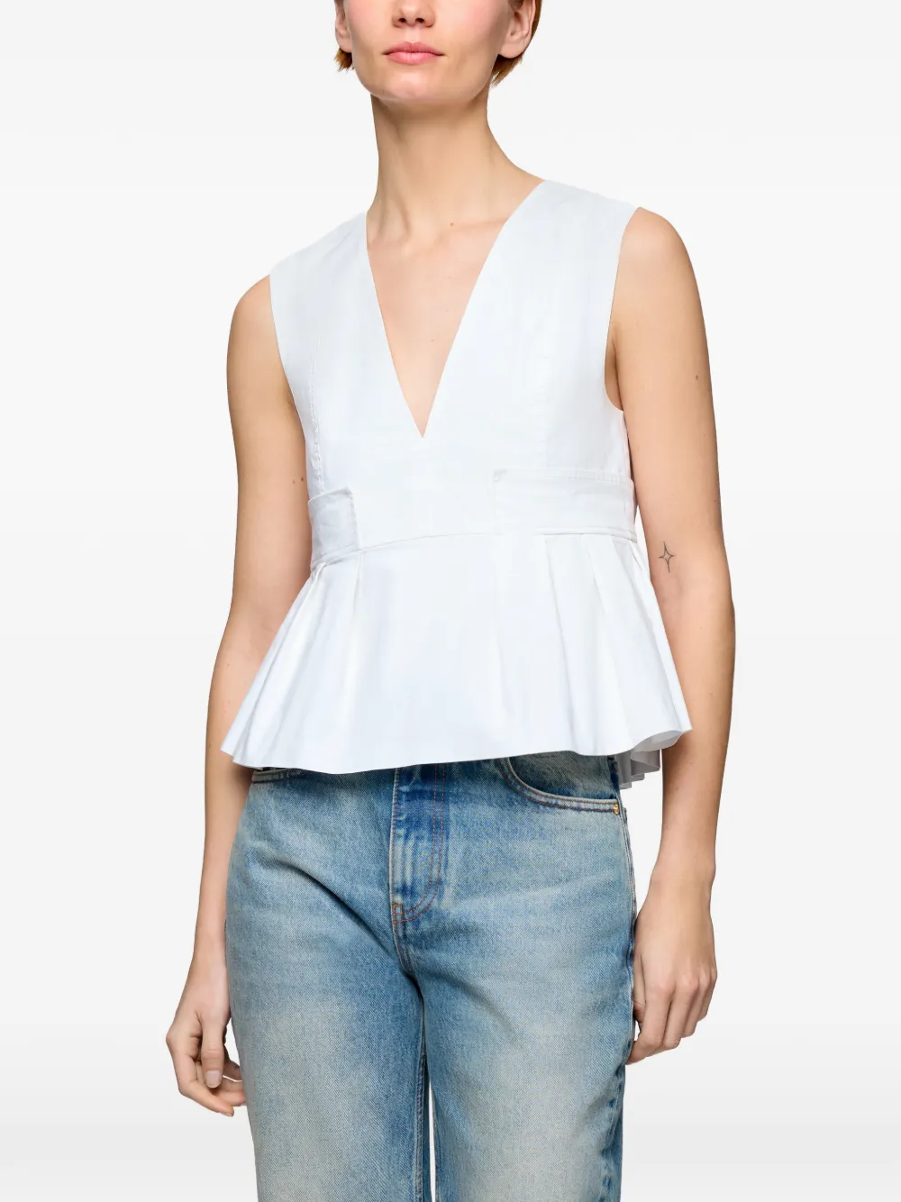 GANNI Blouse met V-hals Wit