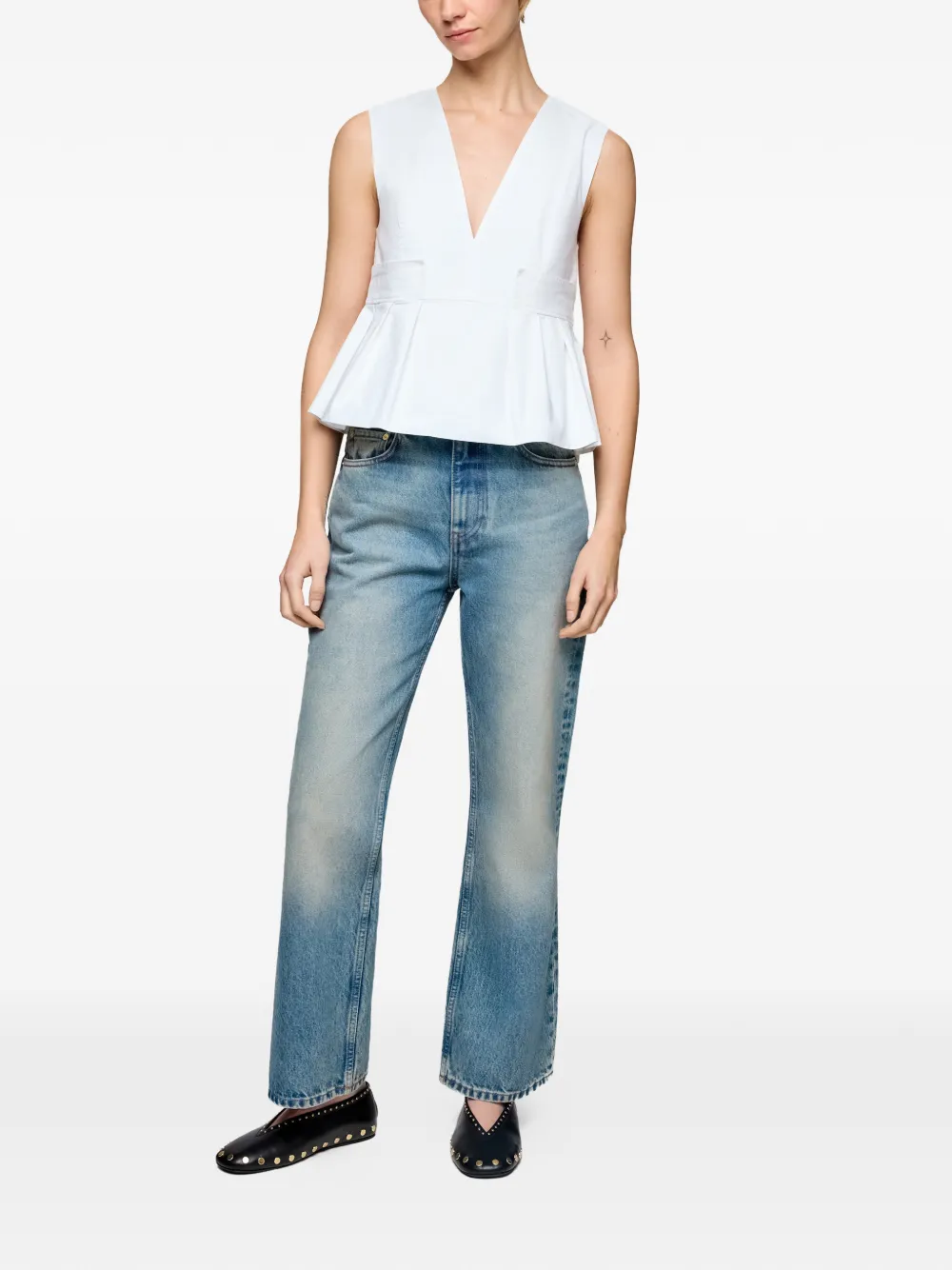 GANNI Blouse met V-hals Wit