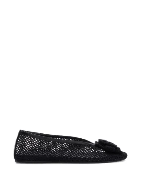 GANNI flower embellishment net ballet flats