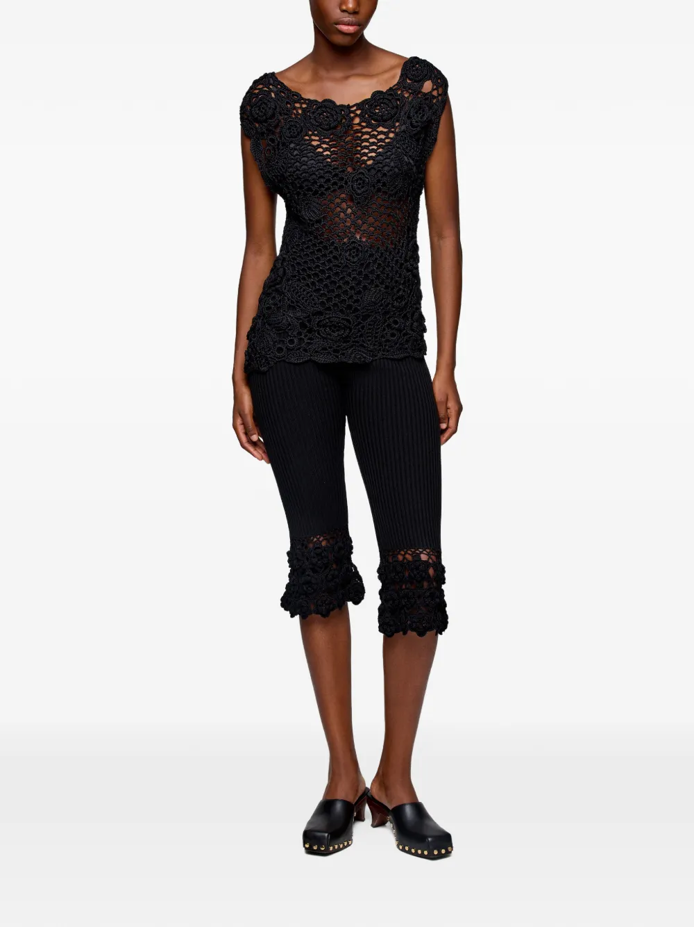  Ganni Crochet Floral Top - Black 