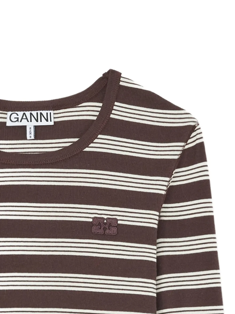 GANNI Gestreept T-shirt Bruin