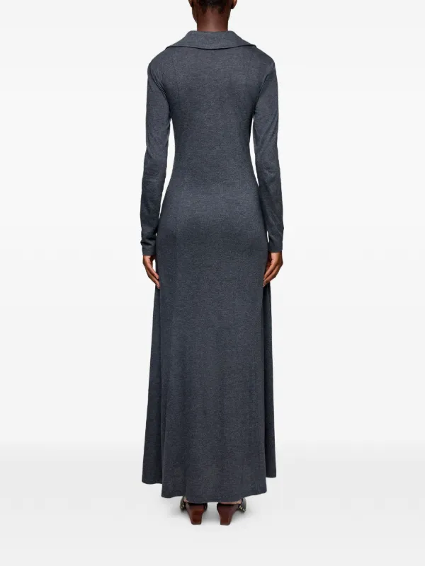 grey jersey maxi dress Ganni Women's Long Sleeve Tie Dress, Phantom 252 (Grey), Size lace corset