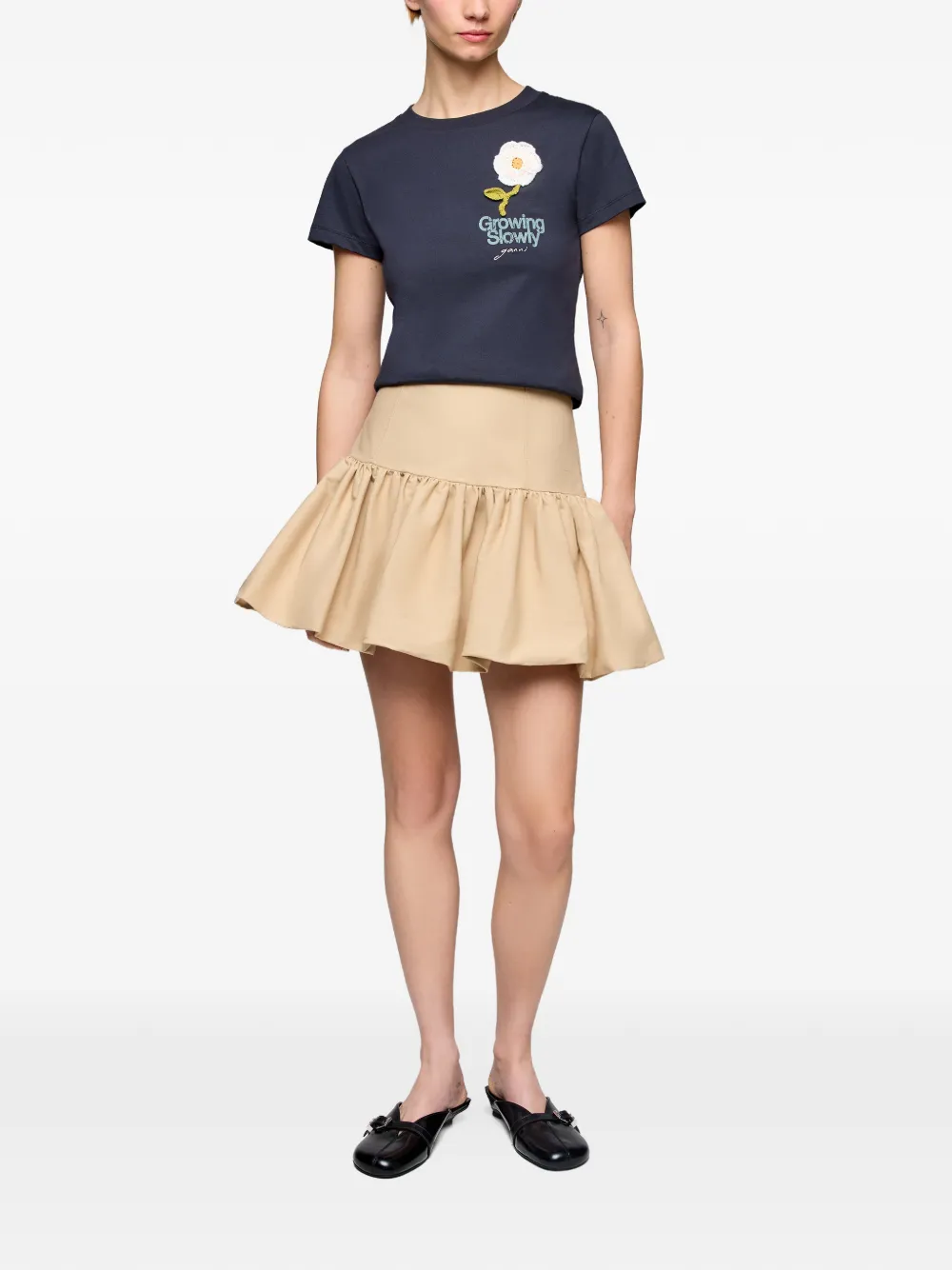  Ganni Ruffled Mini Skirt - Neutrals 