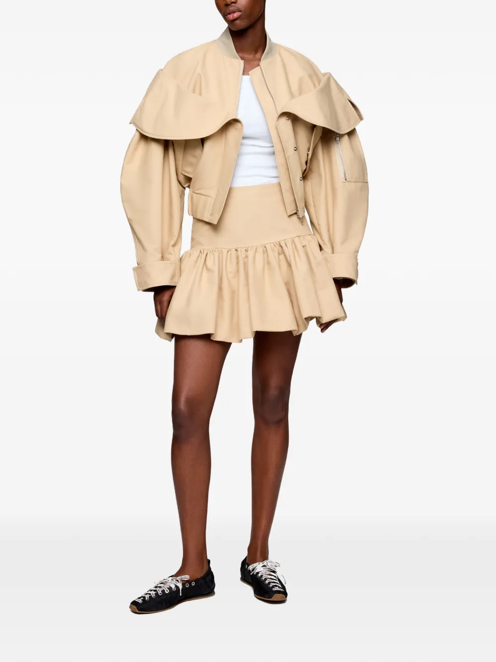  Ganni Ruffled Mini Skirt - Neutrals 