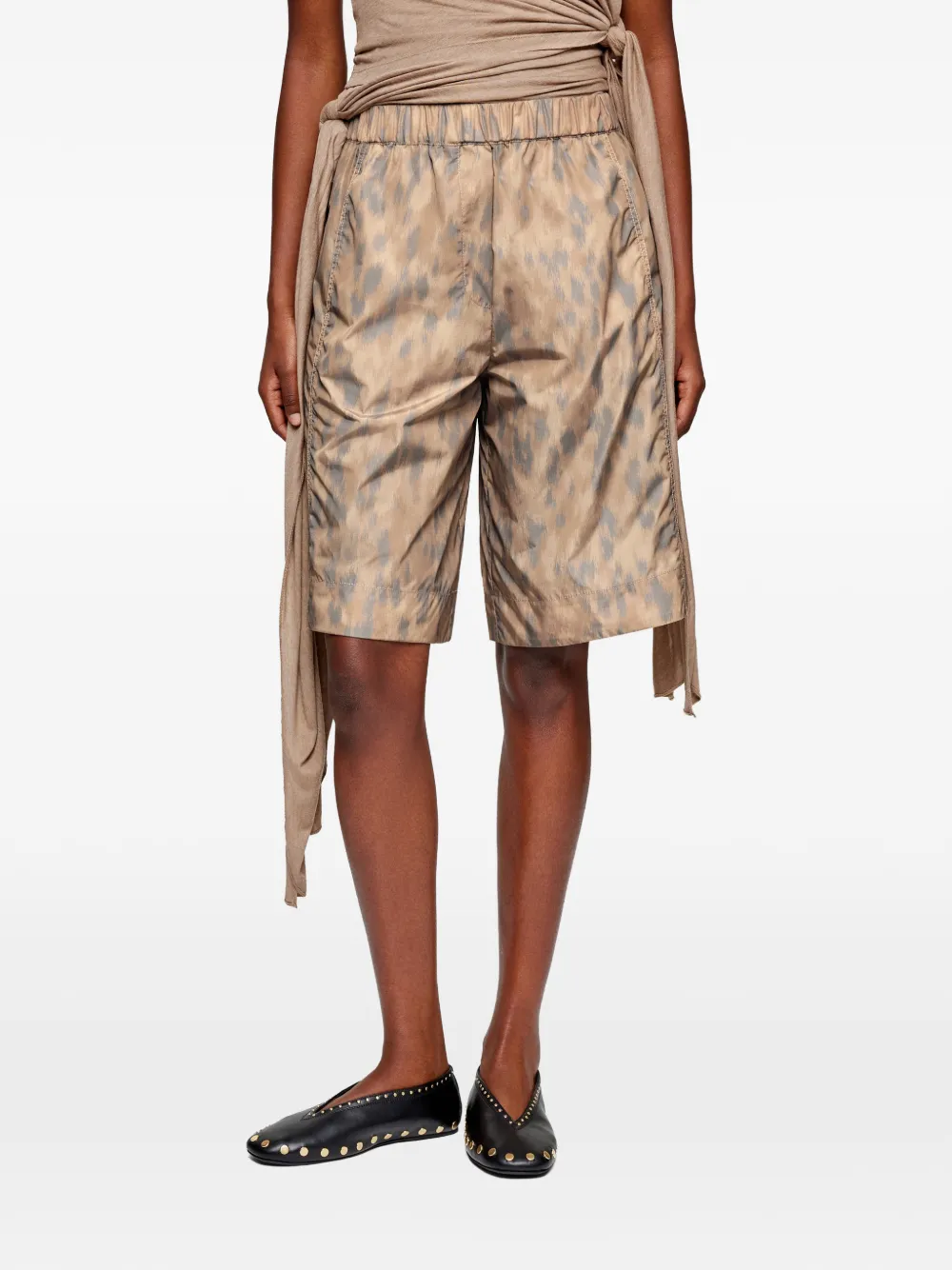  Ganni Animal-print Shorts - Neutrals 