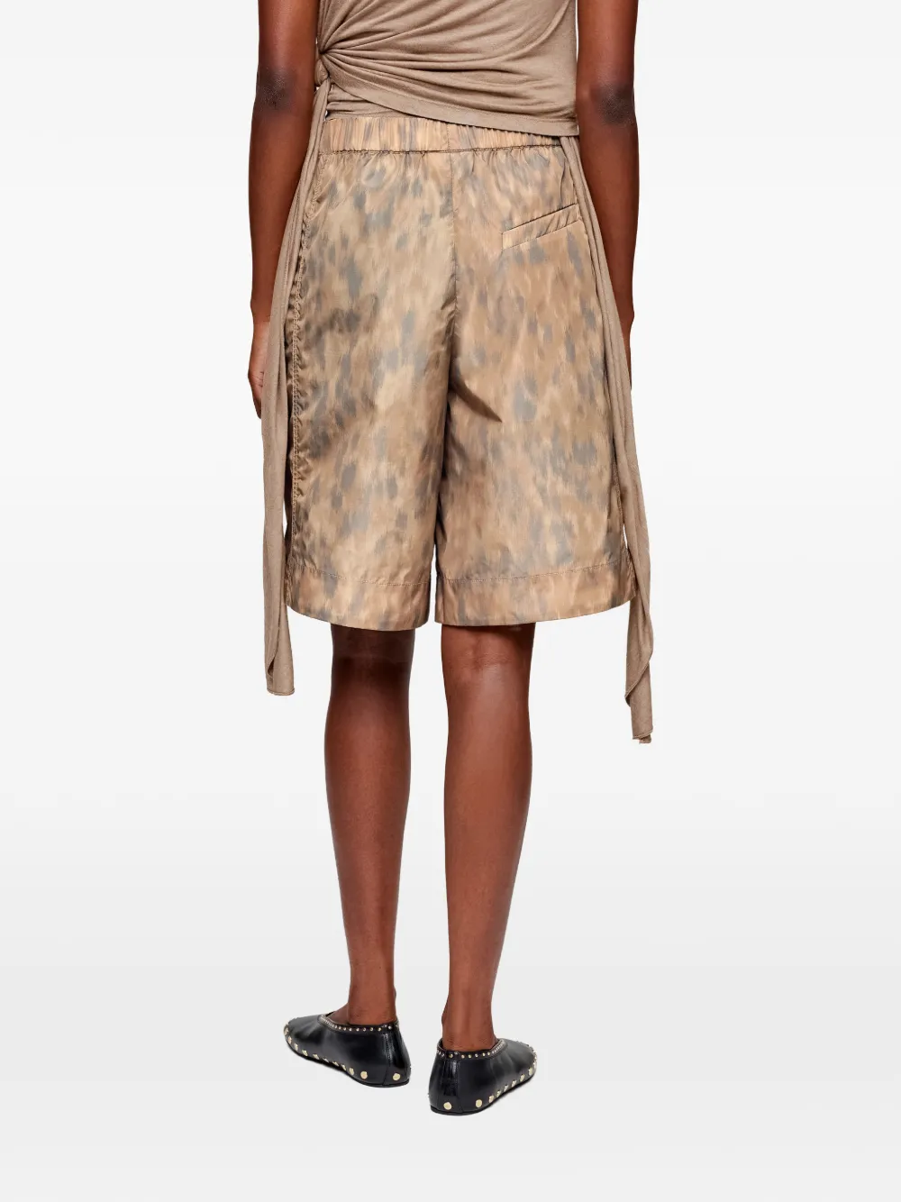 GANNI Nylon shorts met print Beige