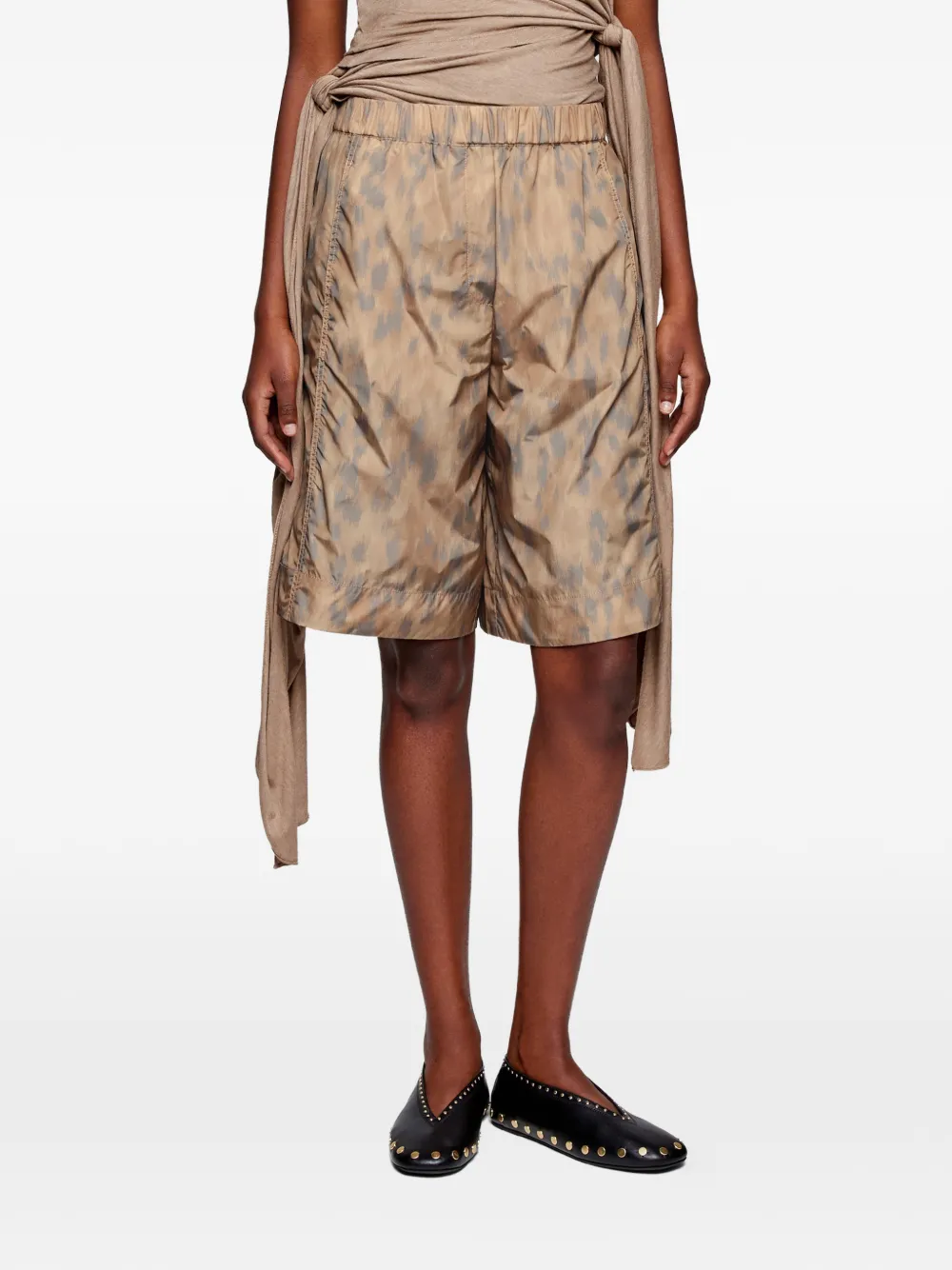  Ganni Animal-print Shorts - Neutrals 