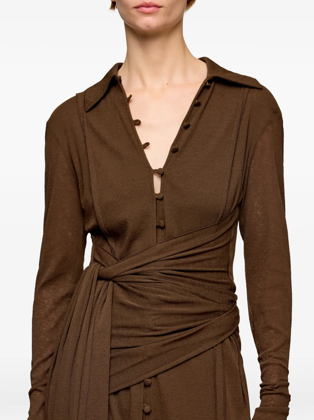 GANNI Jurk met lange mouwen Bruin