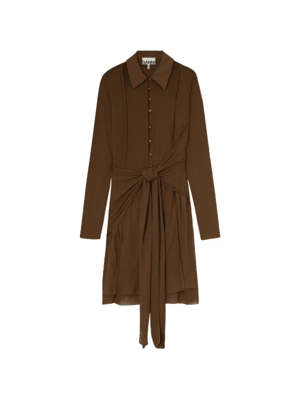 ganni dress long sleeve GANNI long-sleeve Dress | Brown