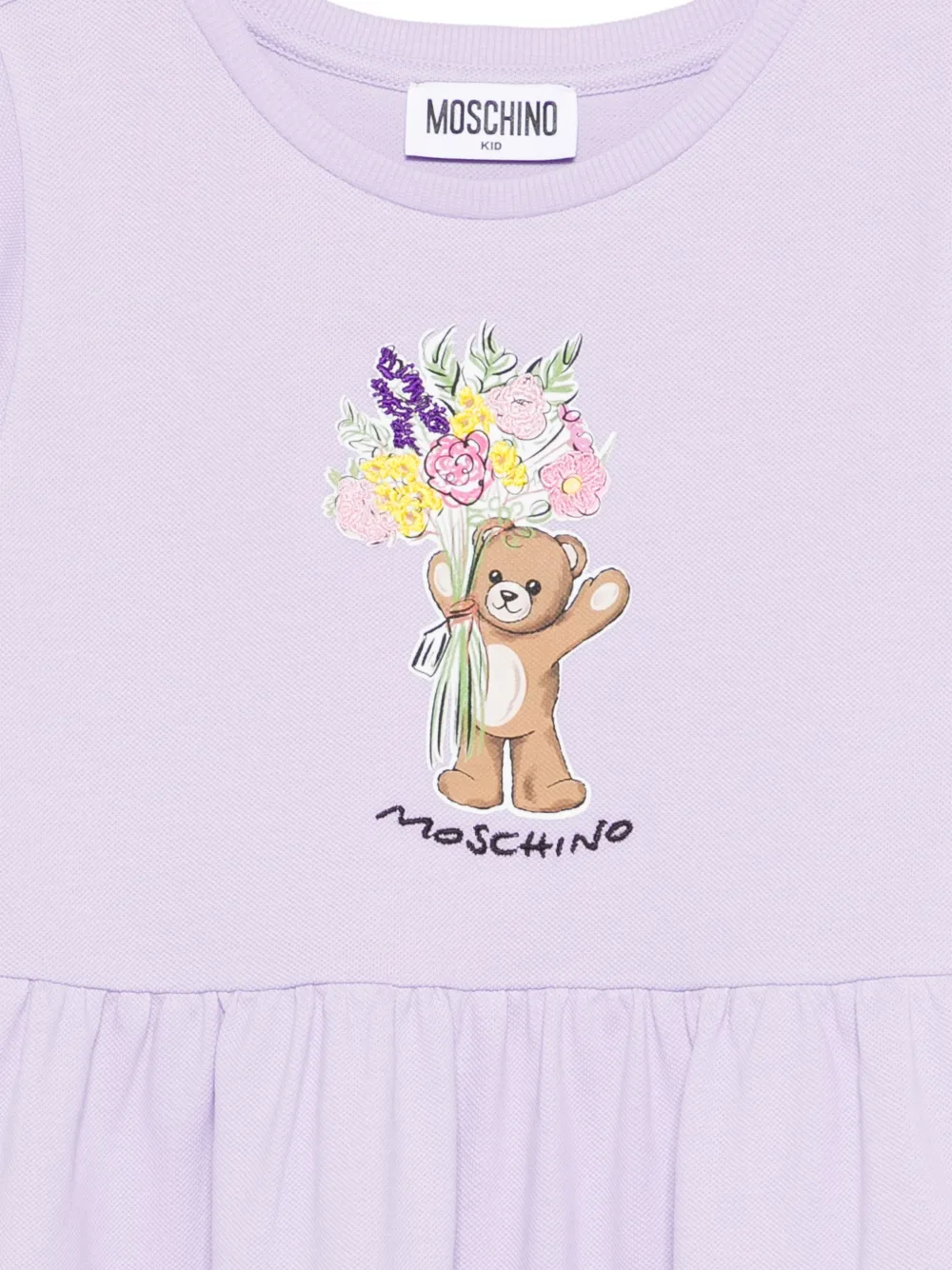 Moschino Kids Jurk met beerdetail Paars