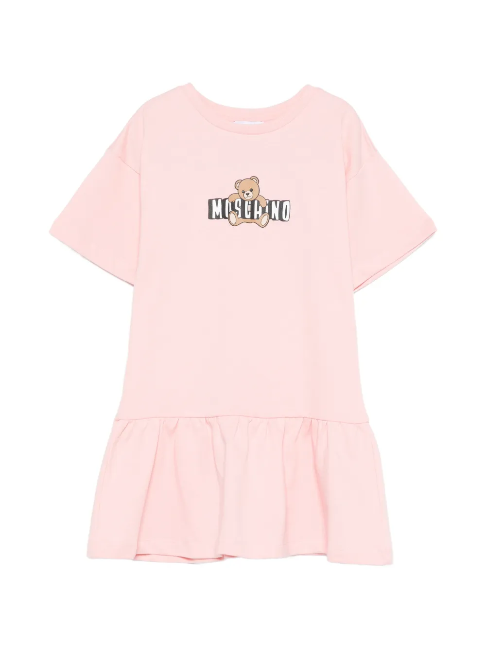 Moschino Kids teddy-detail ruffled dress - Rosa