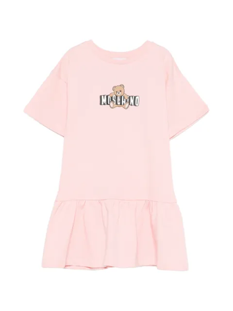 Moschino Kids teddy-detail ruffled dress