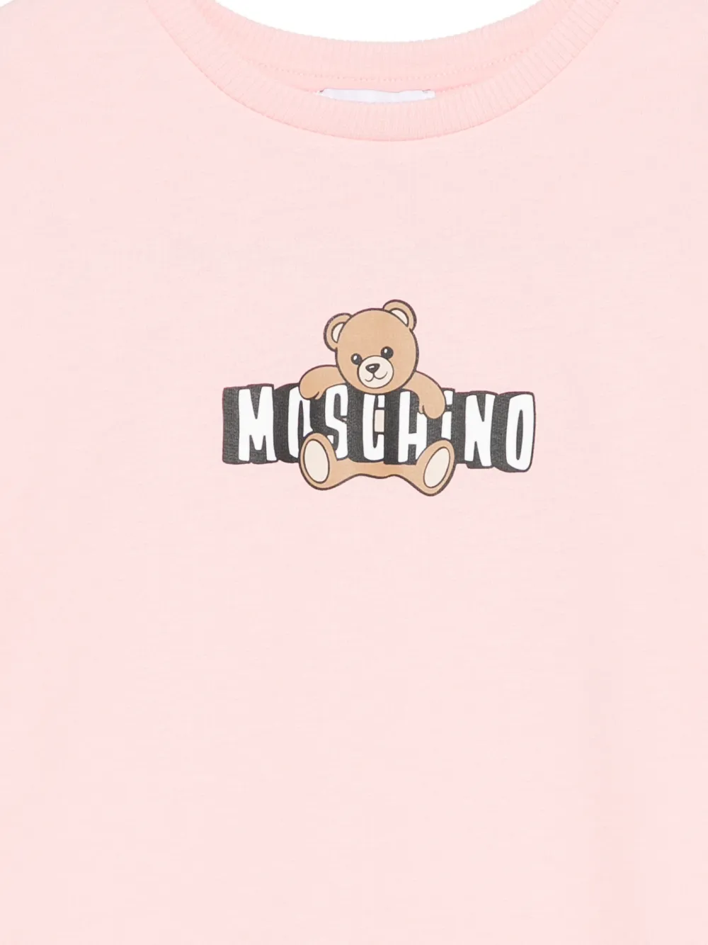 Moschino Kids Jurk met teddybeerdetail en ruches Roze