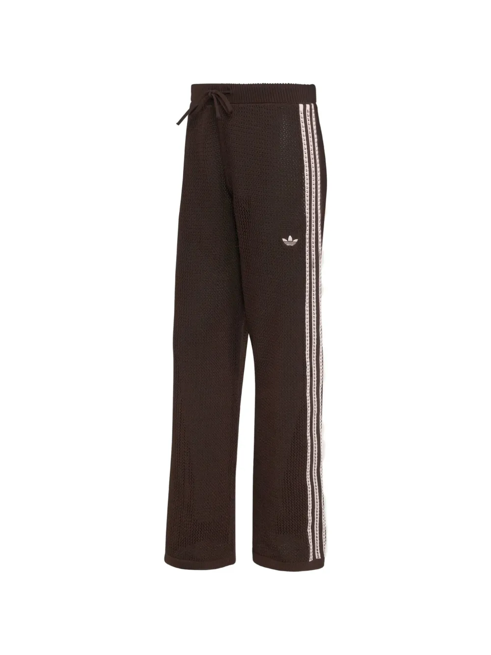 adidas crochet-knit side-stripe trousers - Braun