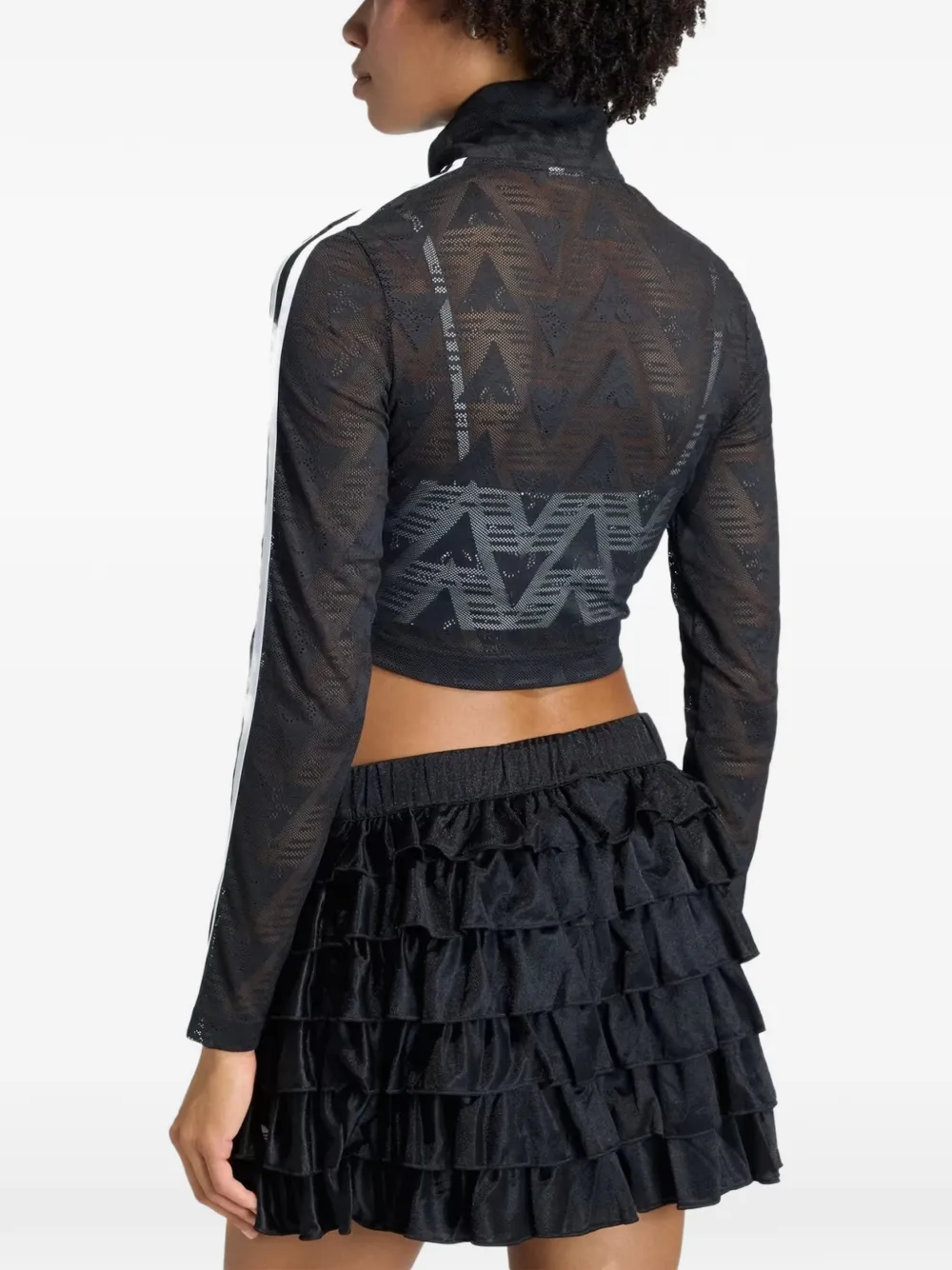 adidas Gestreepte sweater met rits Zwart