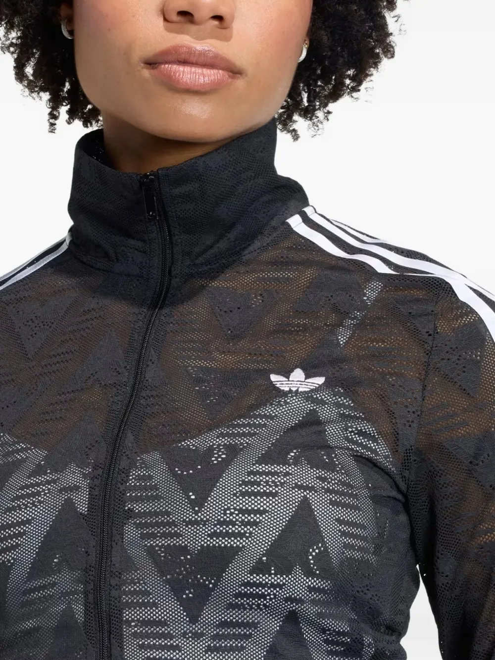 adidas Gestreepte sweater met rits Zwart