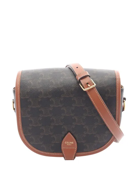 Celine Pre-Owned 2018-2025 Medium Triomphe Coated Canvas Folco crossbody bag