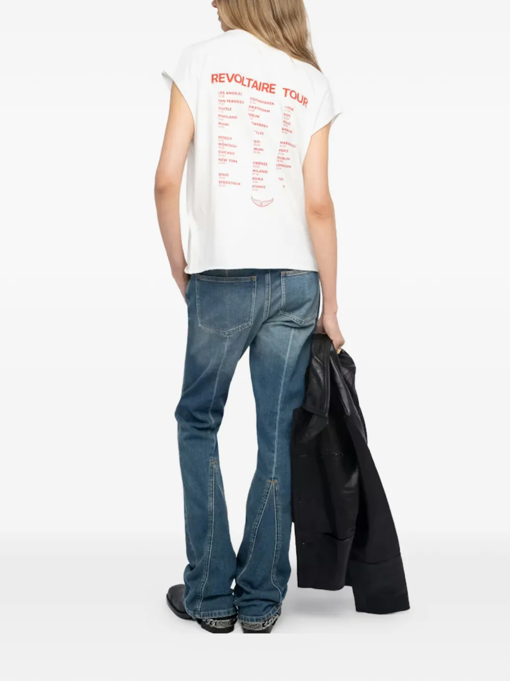 Zadig&Voltaire T-shirt met kapmouwen verfraaid met stras Wit