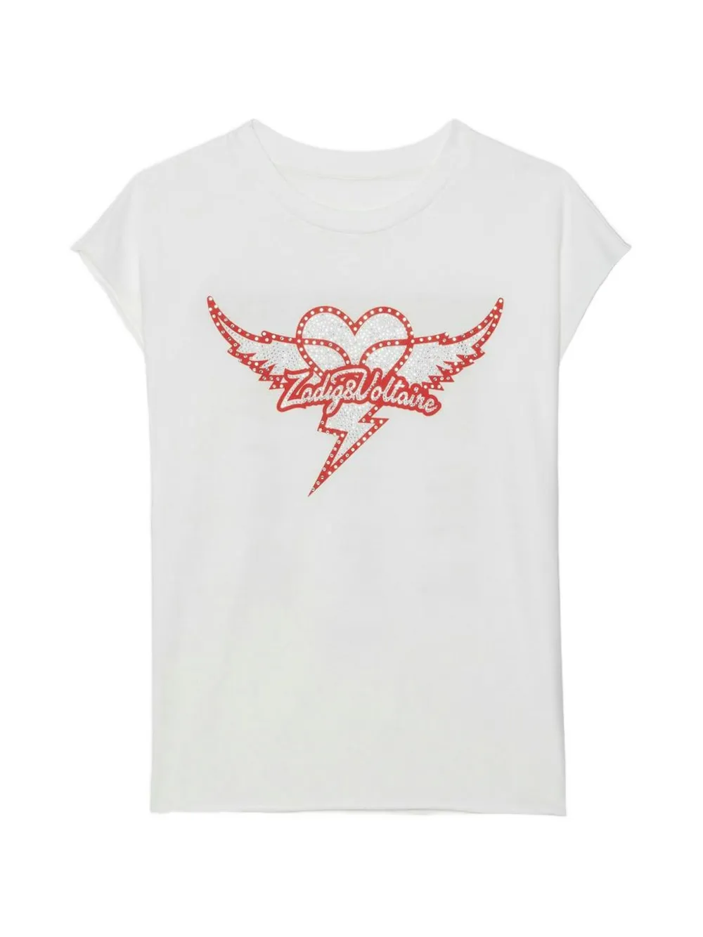 Zadig&Voltaire T-shirt met kapmouwen verfraaid met stras Wit