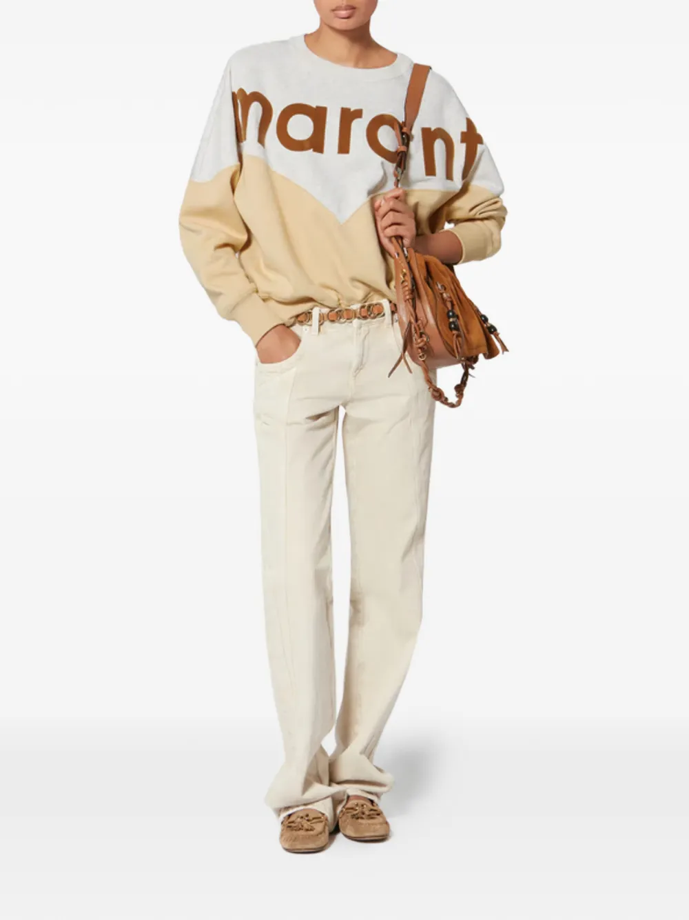  Isabel Marant Houston Logo Colour-block Sweatshirt - Neutrals 