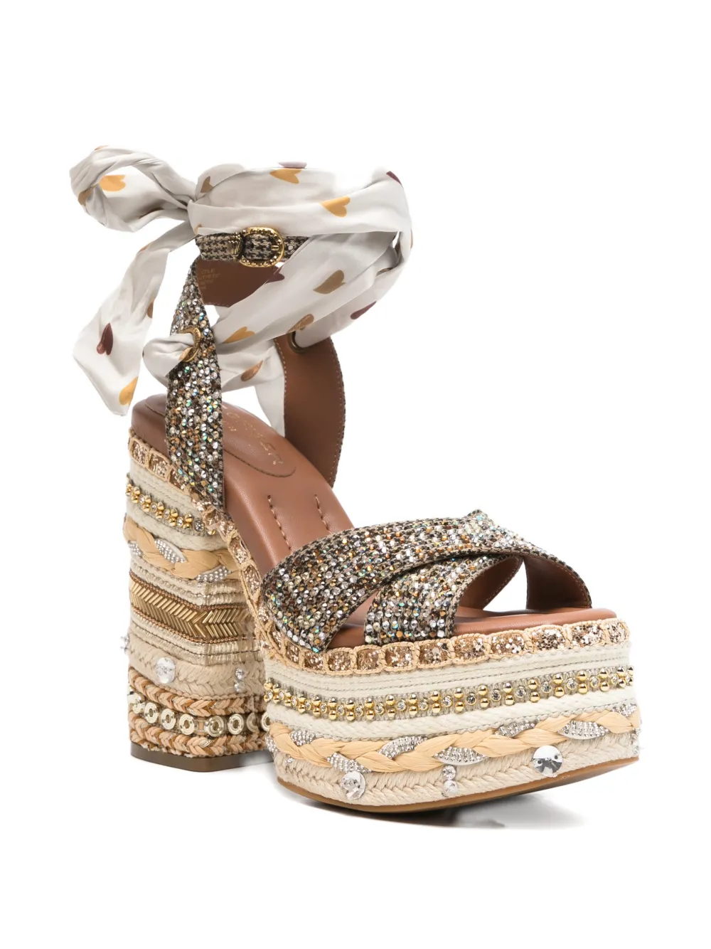 Kurt Geiger London Verfraaide sandalen met plateauzool en hak Beige