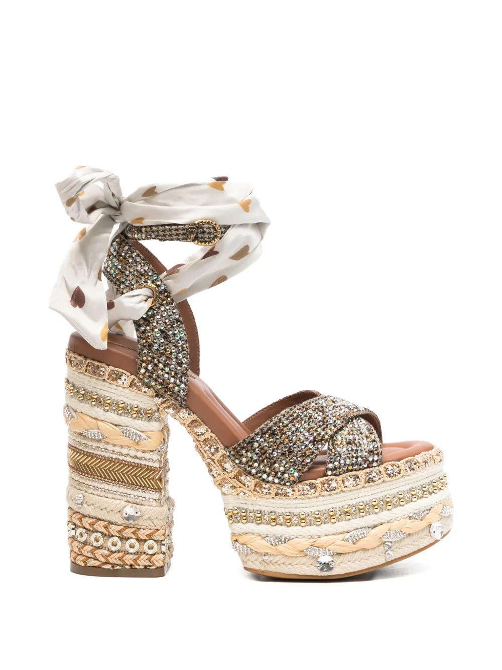 Kurt Geiger London embellished platform heeled sandals - Nude