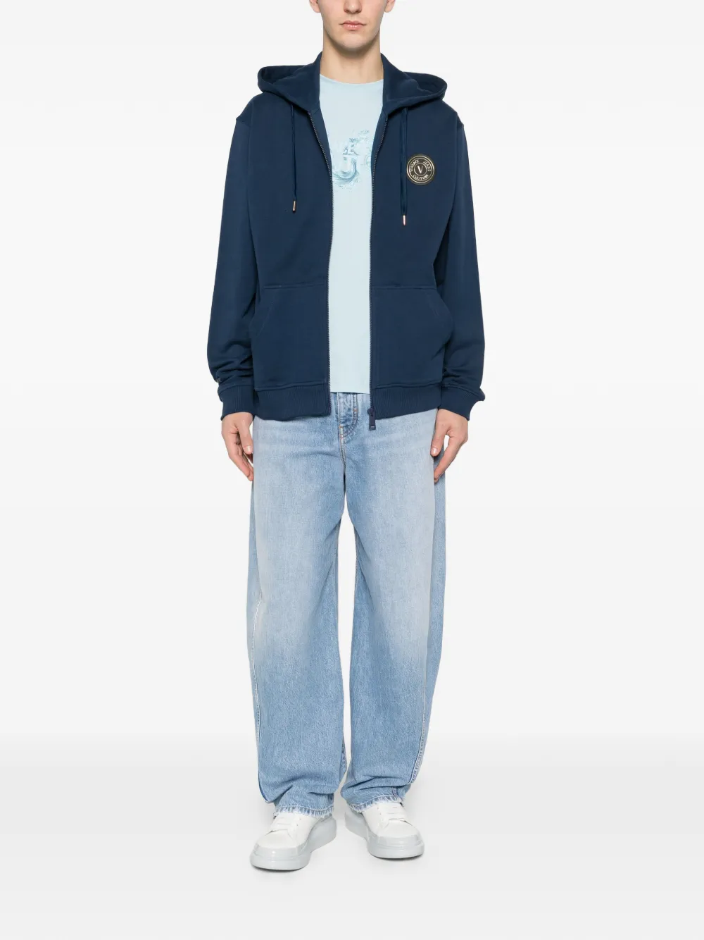 Versace Jeans Couture Hoodie met rits Blauw