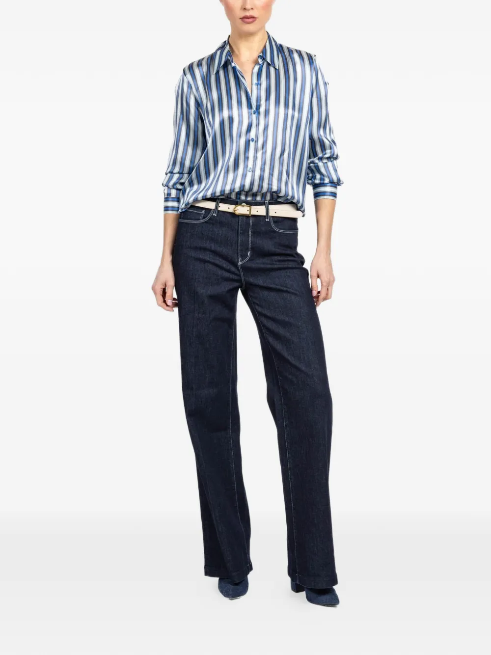L'Agence striped long-sleeve blouse - Blauw