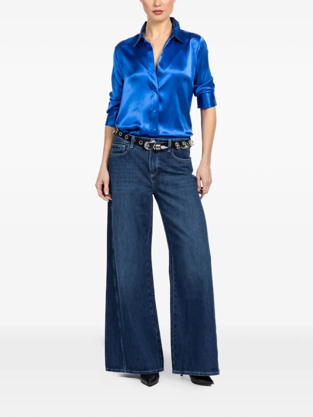 L'Agence Dani three-quarter sleeve top - Blauw