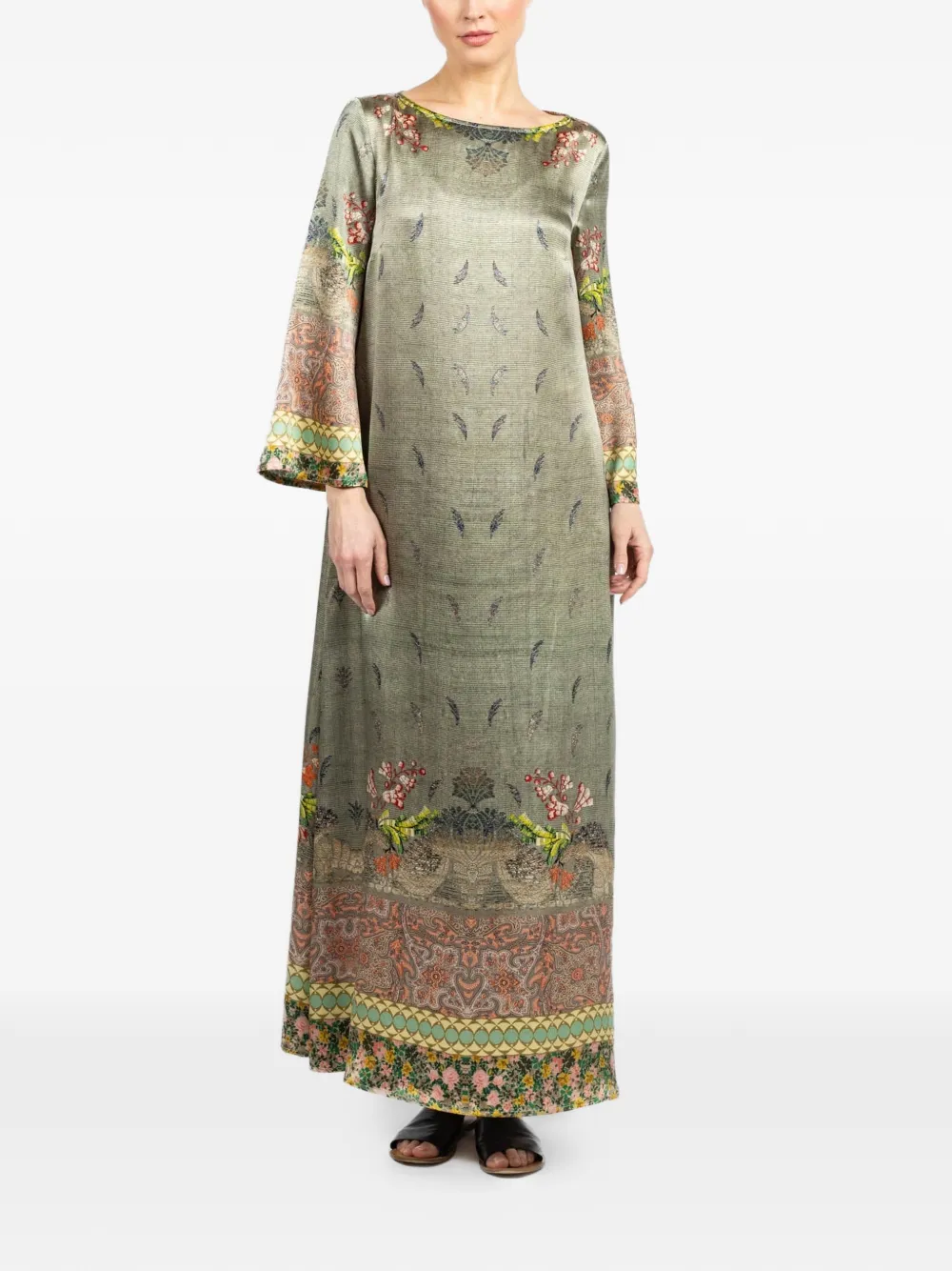 Pierre-louis Mascia Mutka Floral Maxi Dress In Green
