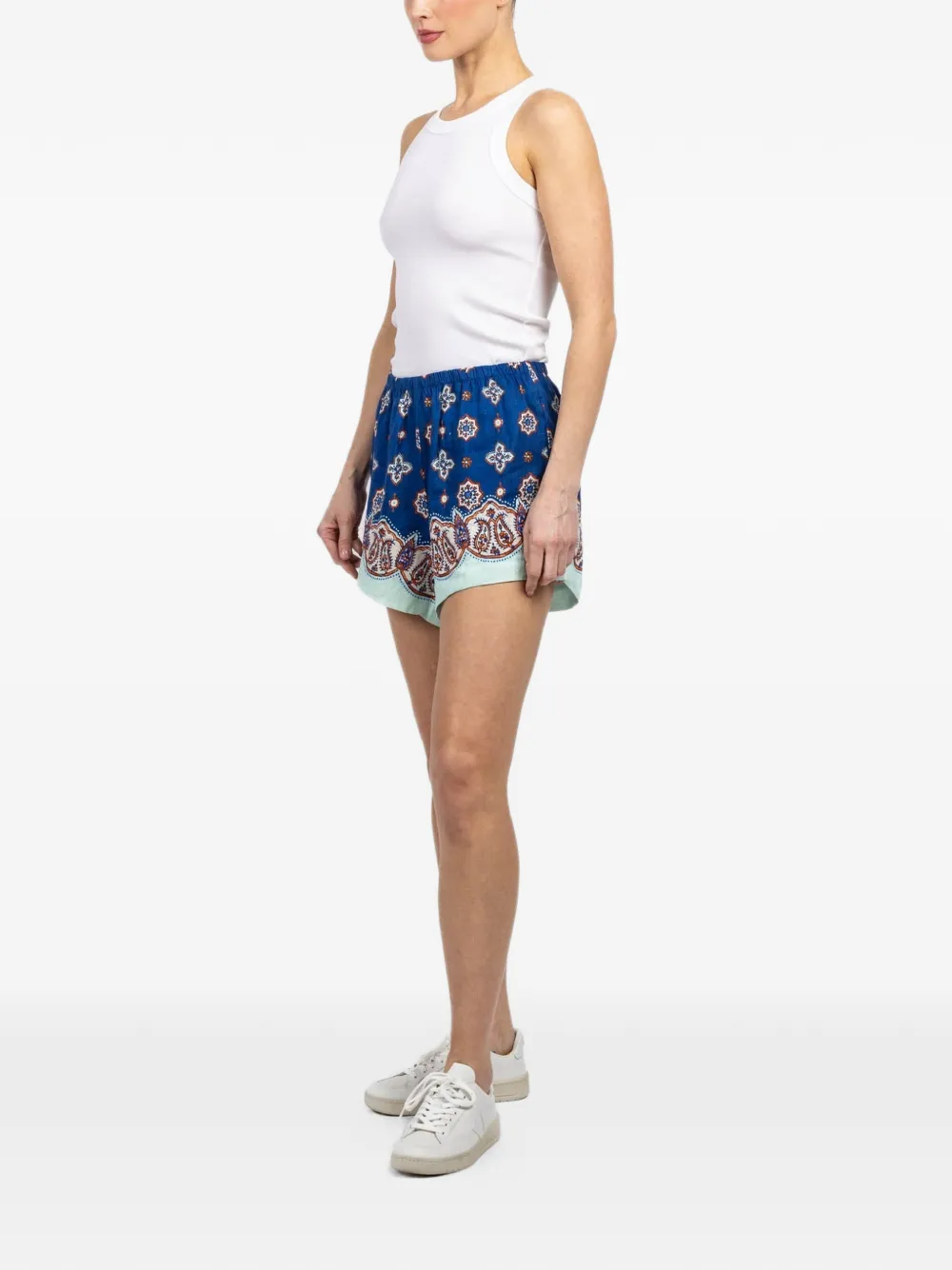  Boteh Floral-print Shorts - Blue 