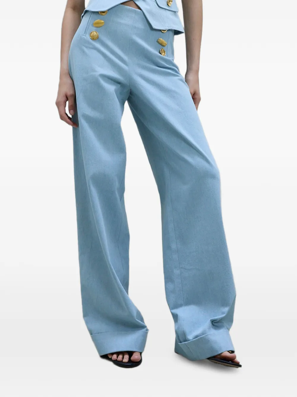 Francoise Pinton Paris Broek met knopen Blauw