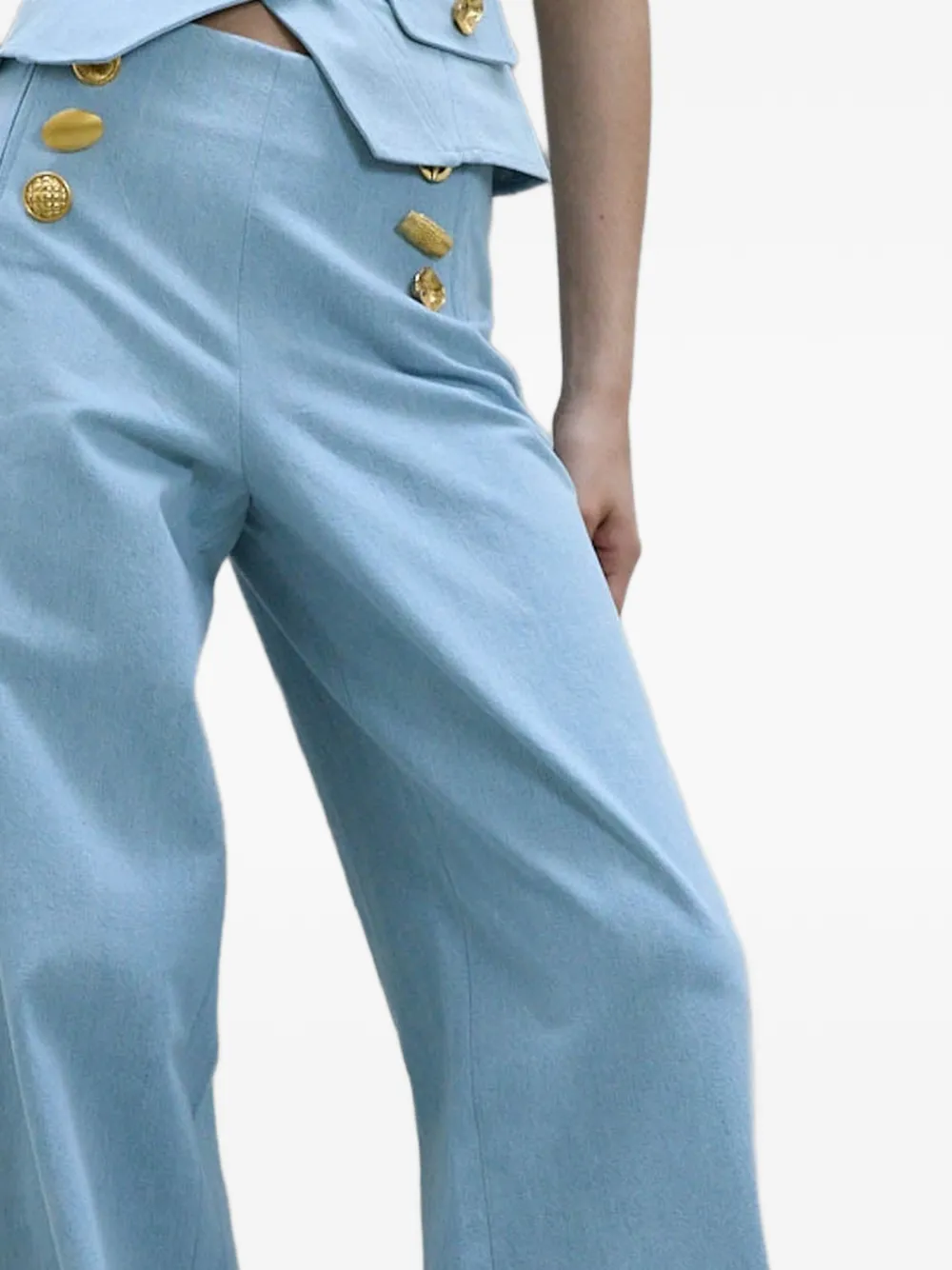 Francoise Pinton Paris Broek met knopen Blauw