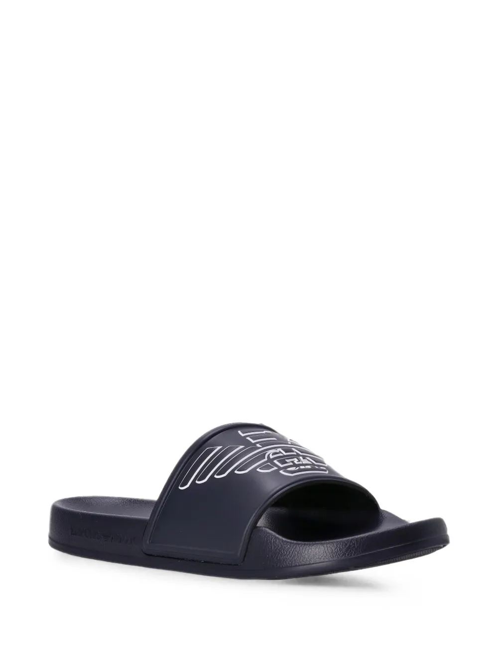 Emporio Armani logo-embossed slides Blauw