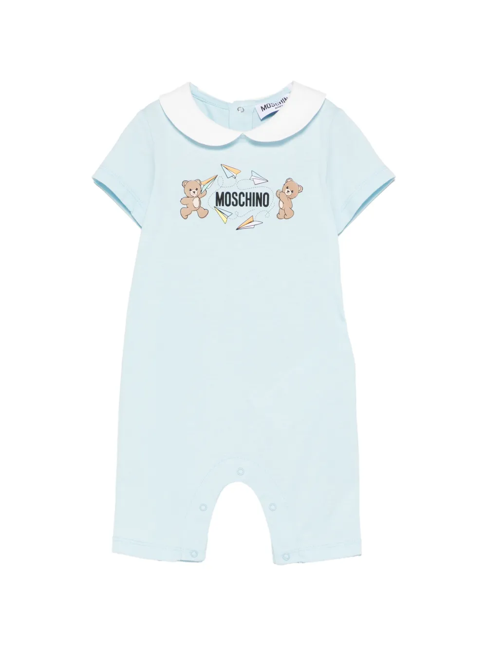 Moschino Kids logo-print romper - Blu