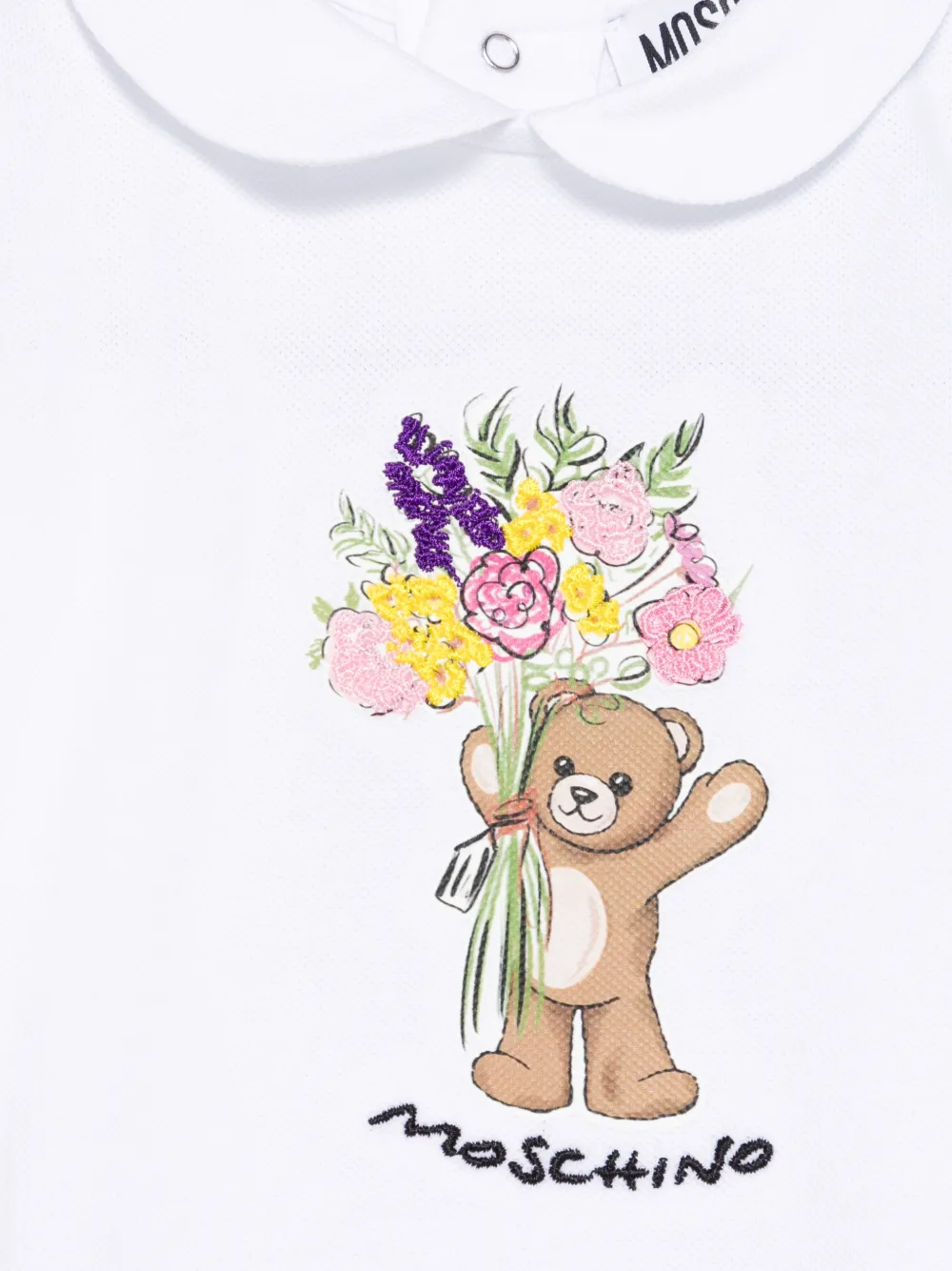 Moschino Kids Romper met beerprint Wit