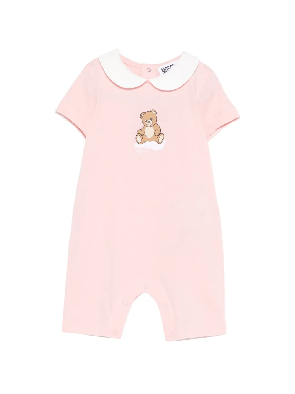Moschino Kids bear-detail collar romper - Pink