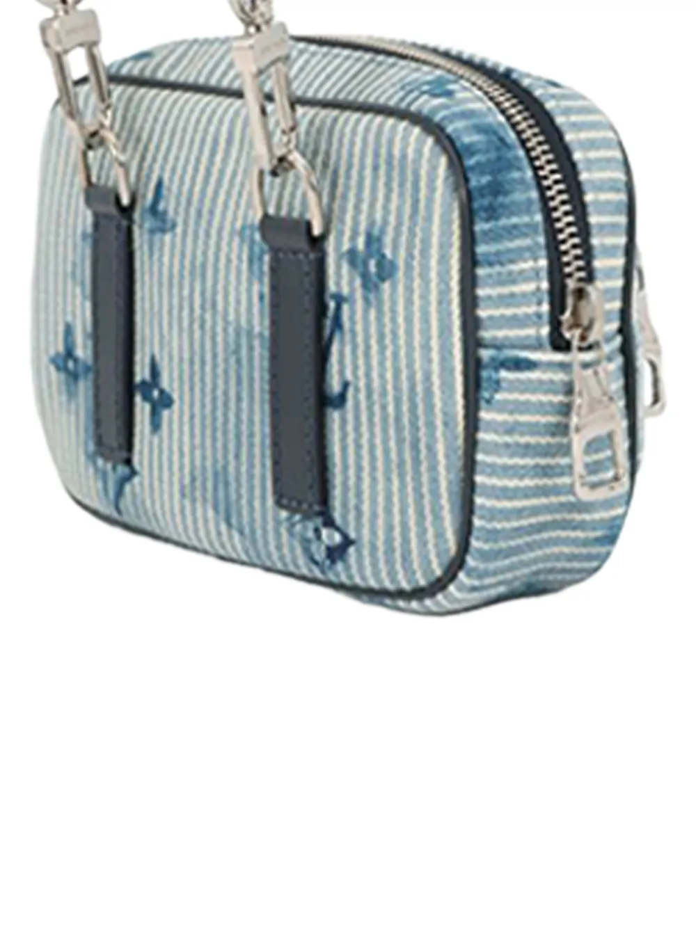  Louis Vuitton Pre-owned 2021 Monogram Denim Watercolor Hickory Stripes Outdoor Pouch Crossbody Bag - Blue 