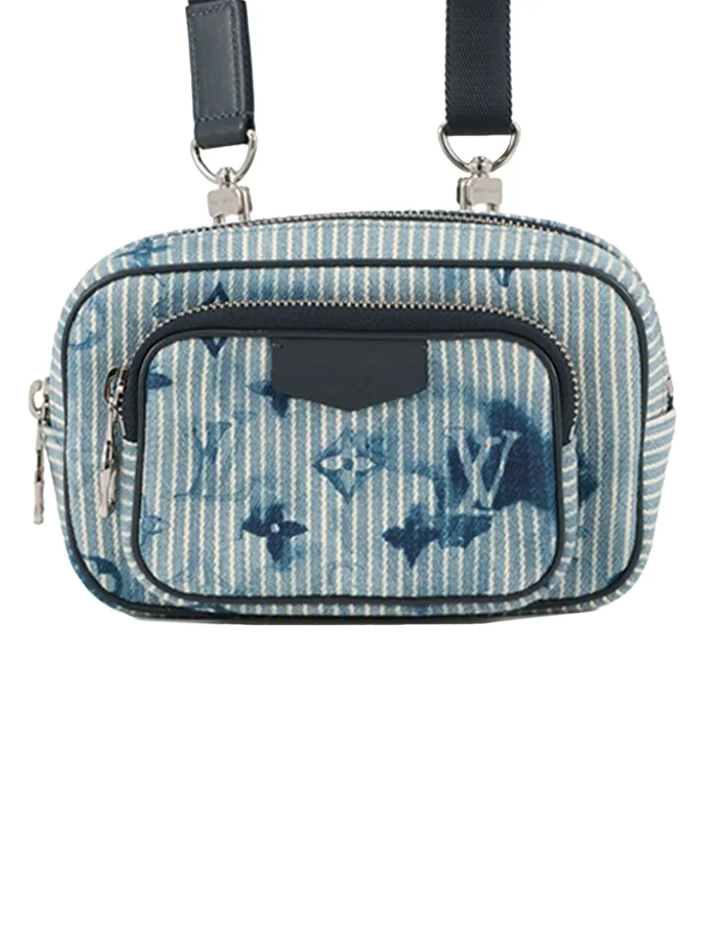 Louis Vuitton Pre-Owned 2021 Monogram Denim Watercolor Hickory Stripes Outdoor Pouch crossbody bag - Blu