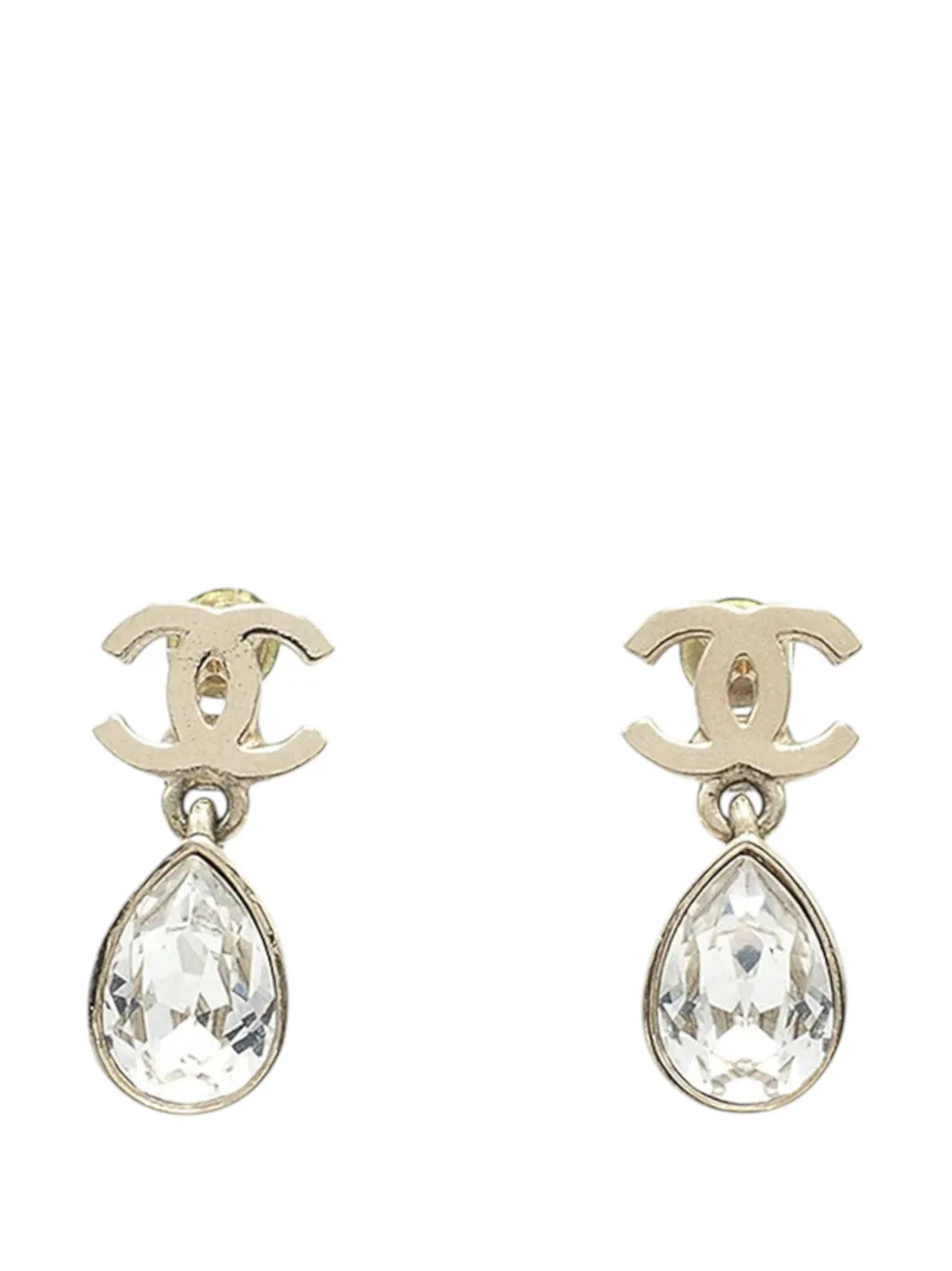 CHANEL Pre-Owned 2022 CC Gold Plated Crystal Drop Push Back Earrings costume earrings - Oro