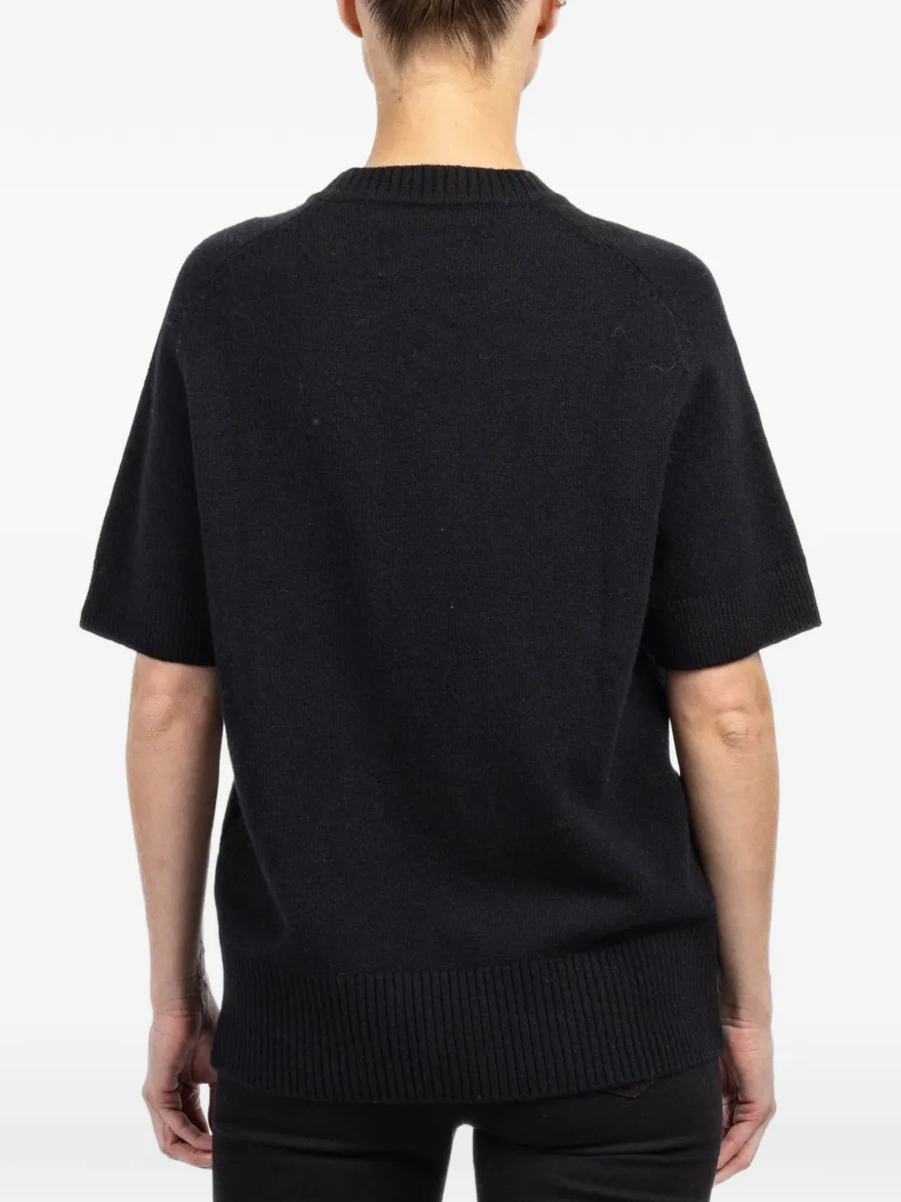 Extreme Cashmere Short-sleeve Sweater in Black, view 4