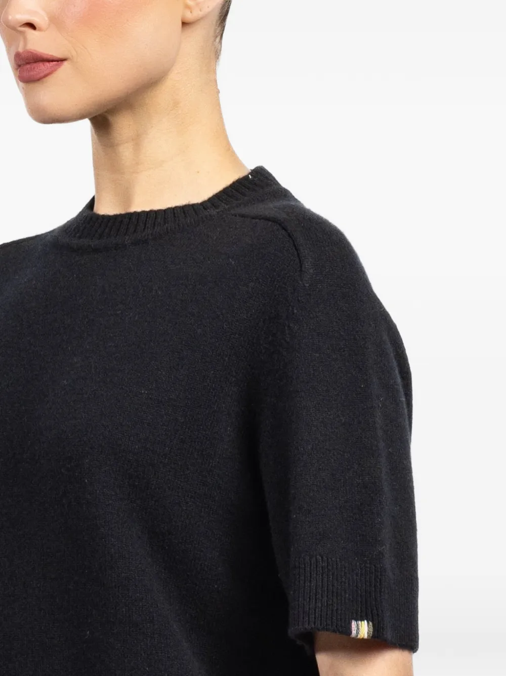 Extreme Cashmere Short-sleeve Sweater in Black, view 5
