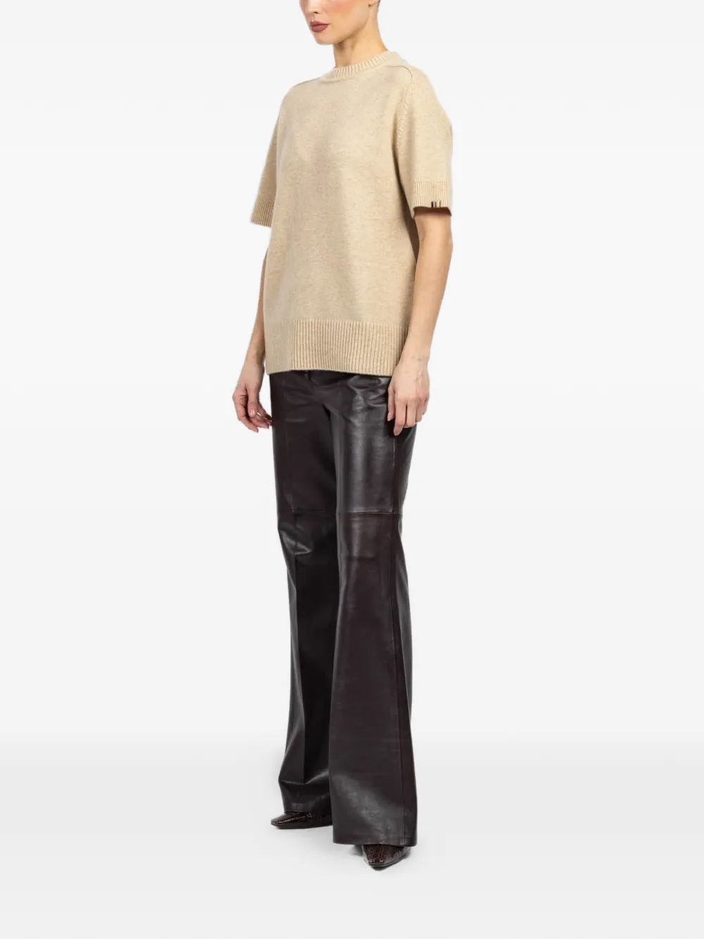 Short-Sleeve Ribbed Sweater