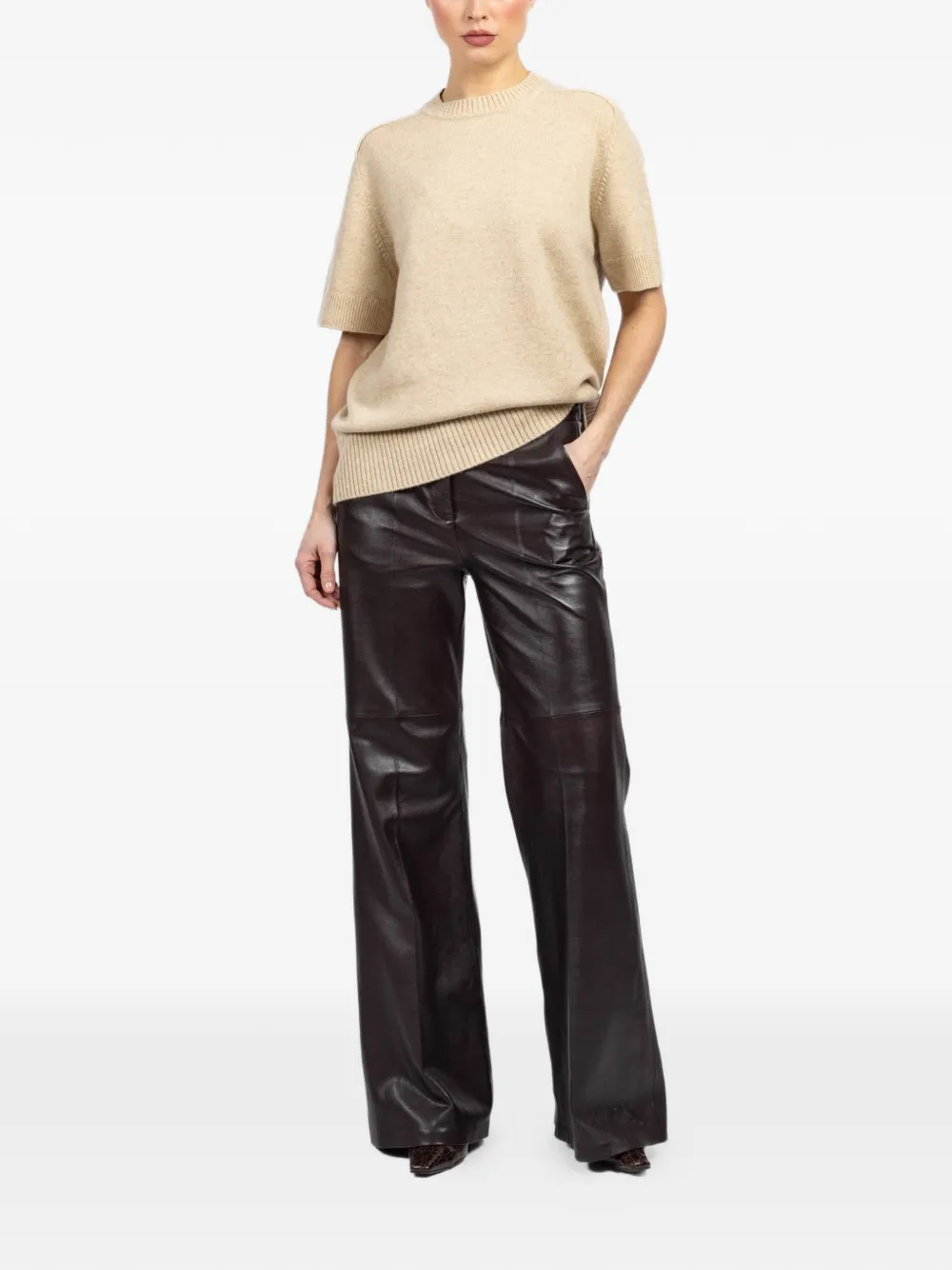 Short-Sleeve Ribbed Sweater