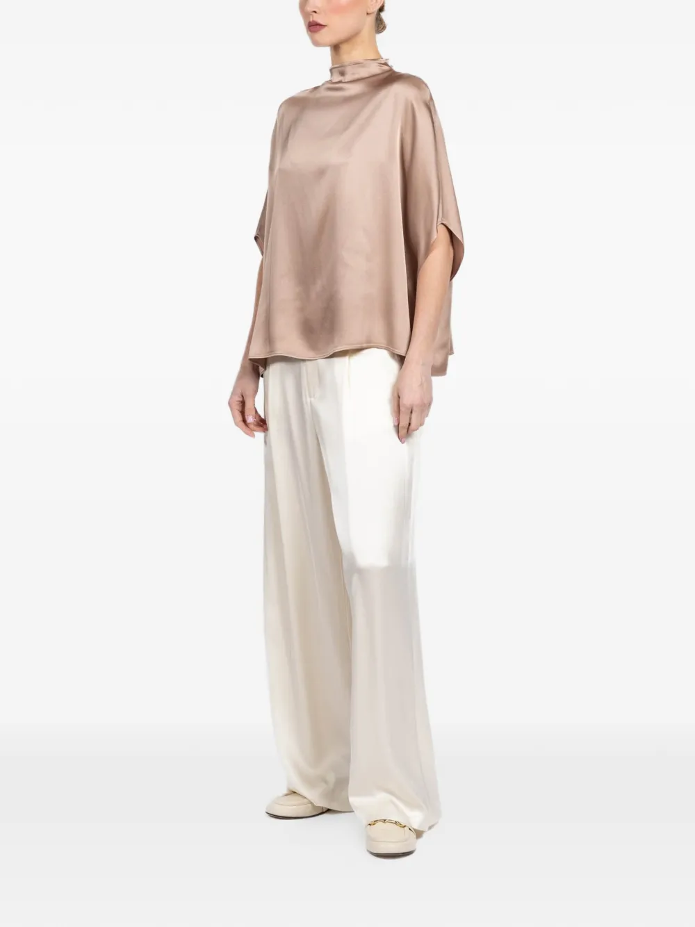  Lapointe Satin Cape Blouse - Neutrals 