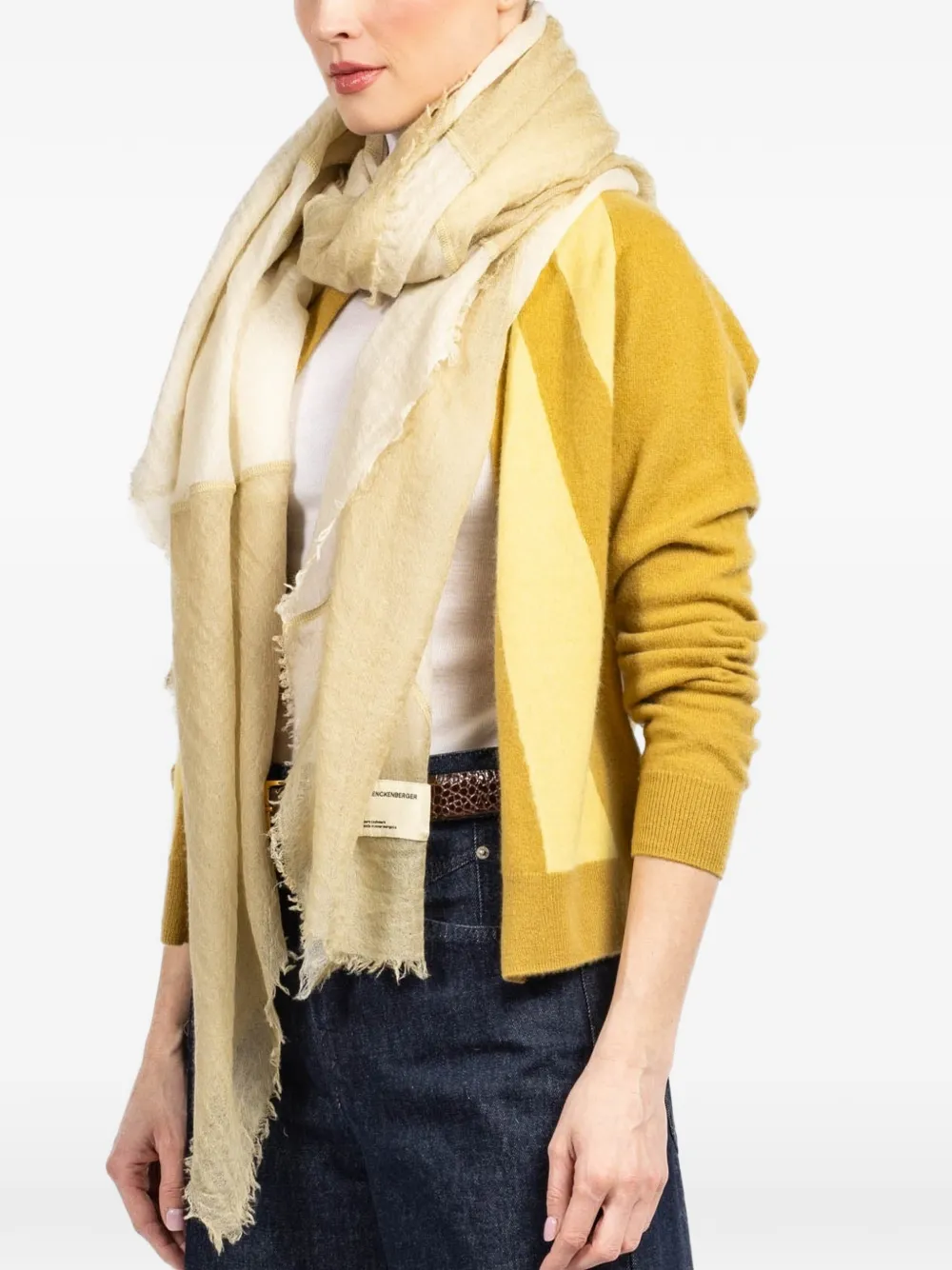  Frenckenberger Faded-stripe Scarf - Neutrals 