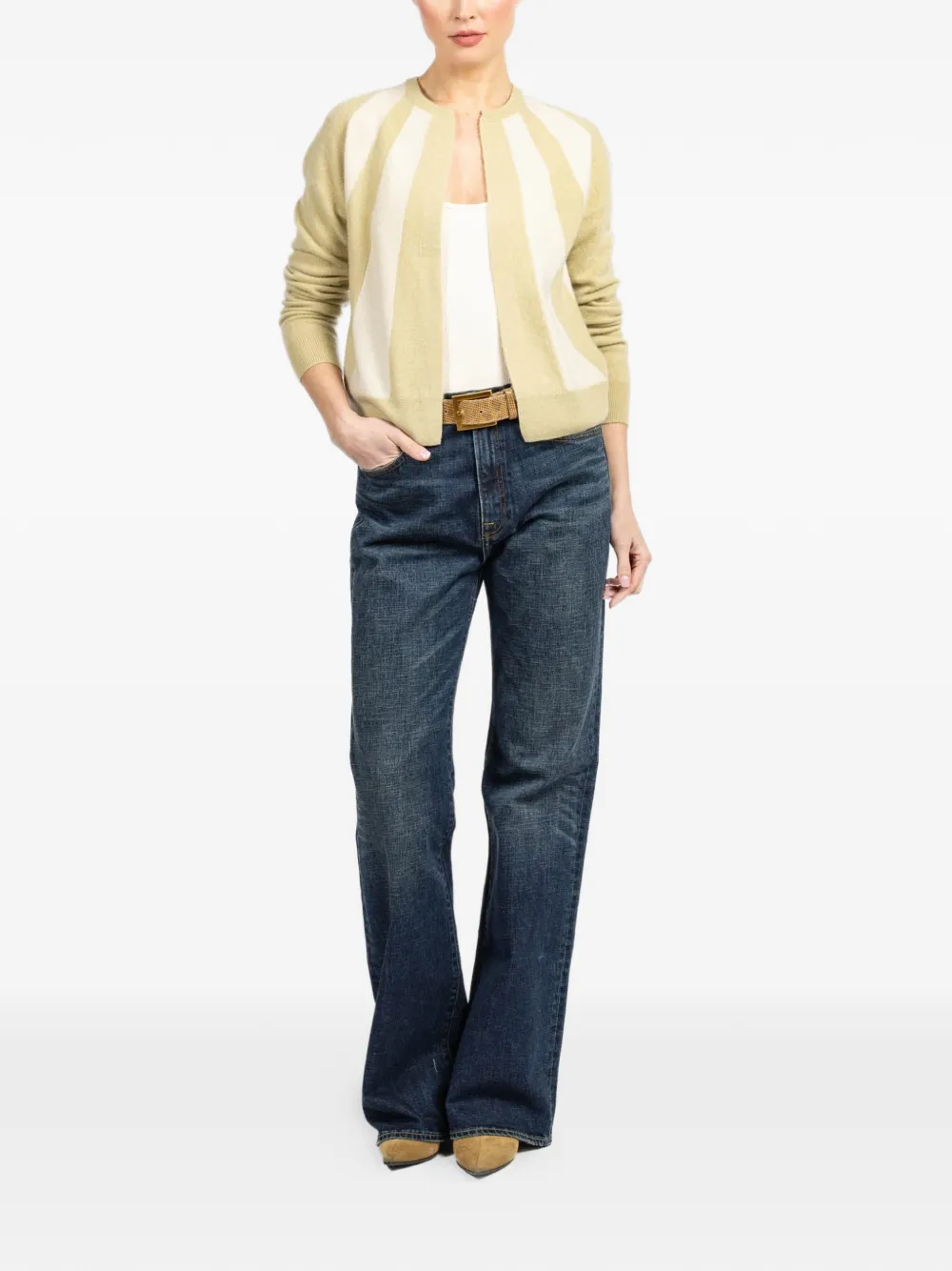  Frenckenberger Striped-sun Cardigan - Neutrals 