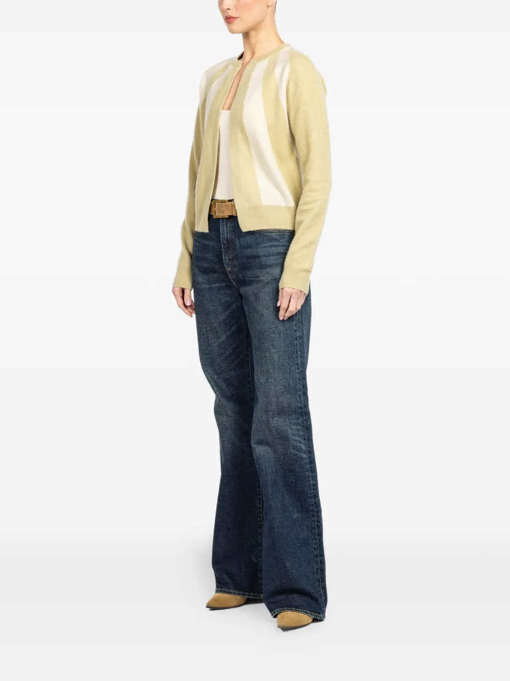  Frenckenberger Striped-sun Cardigan - Neutrals 